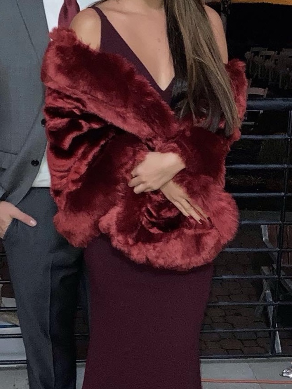 Burgundy Faux Fur Throw
